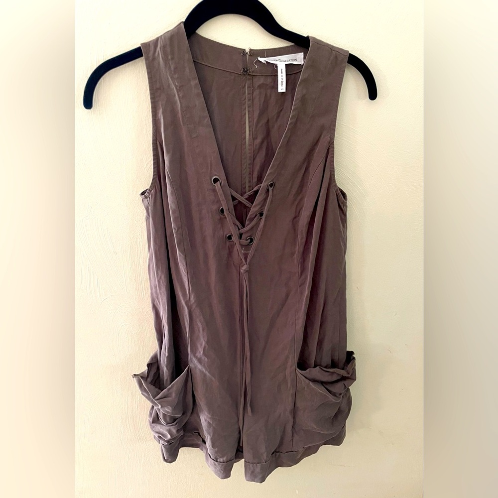 BCBGeneration XS Romper with pockets front lacing